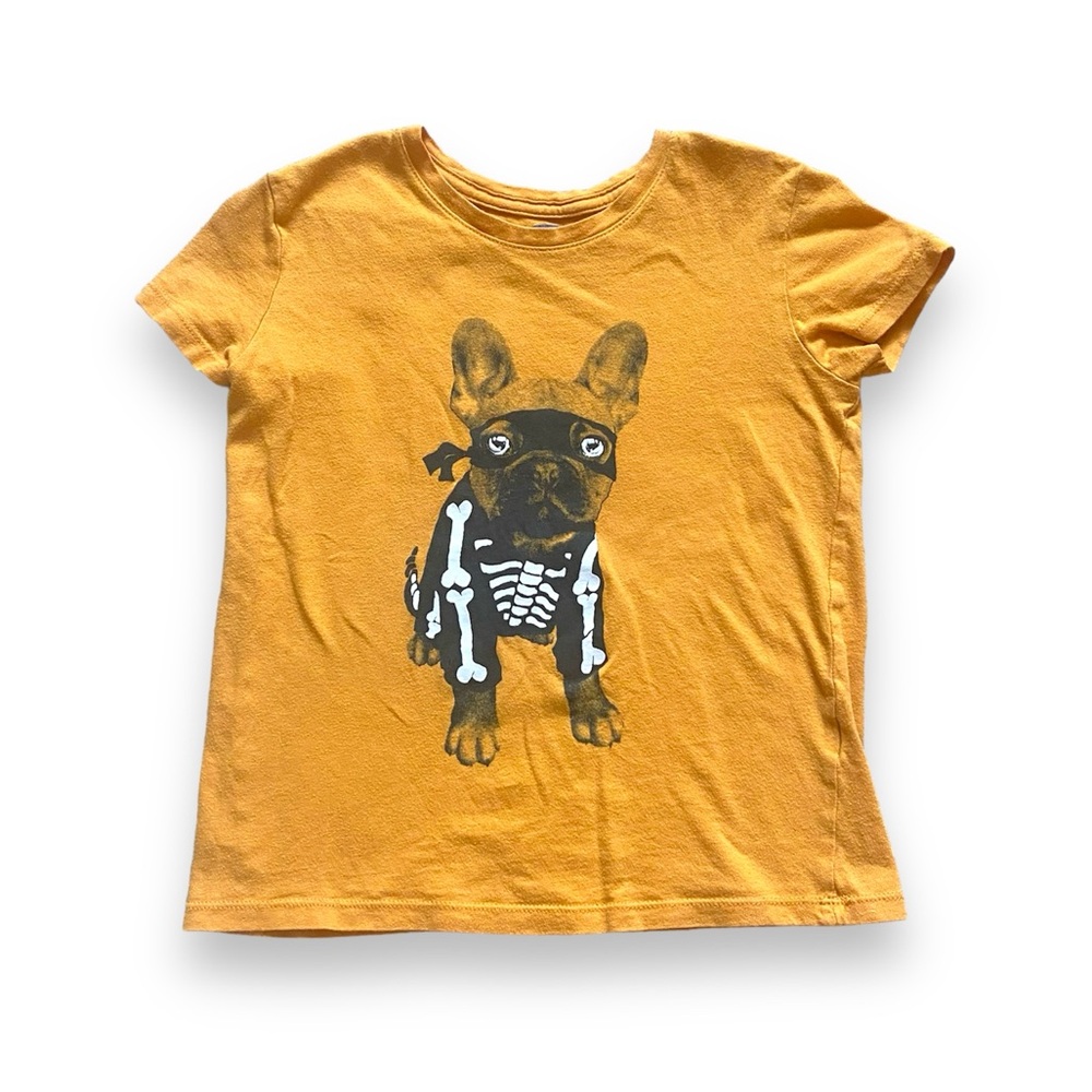 3 for $10 Glow In The Dark French Bull Dog Skeleton Tee Old Navy Size 6-7 Orange